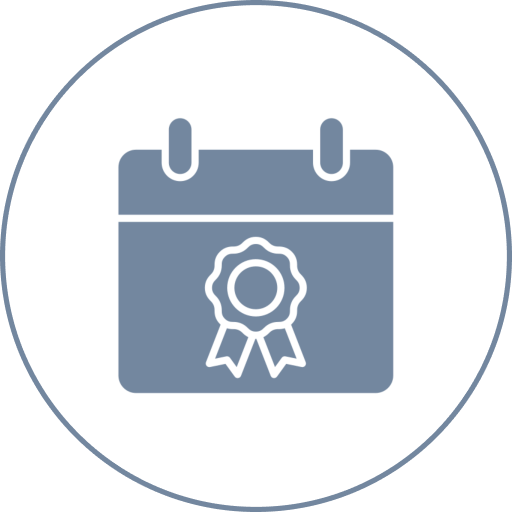 Calendar icon with a ribbon award.